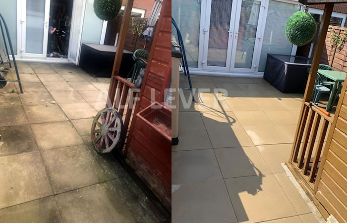 patio cleaning before and after picture
